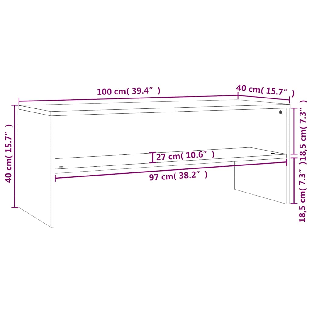 800049 vidaXL TV Cabinet Concrete Grey 100x40x40 cm Engineered Wood
