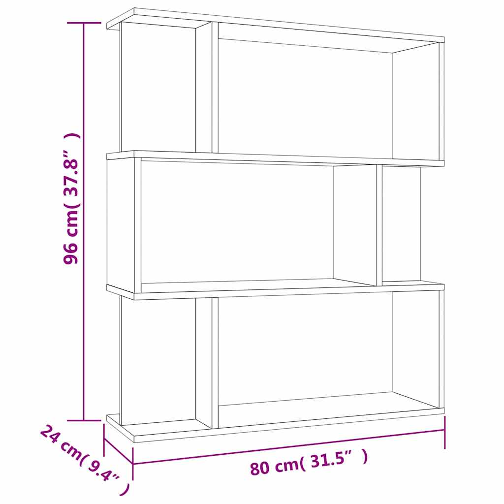 vidaXL Book Cabinet/Room Divider Concrete Grey 80x24x96 cm