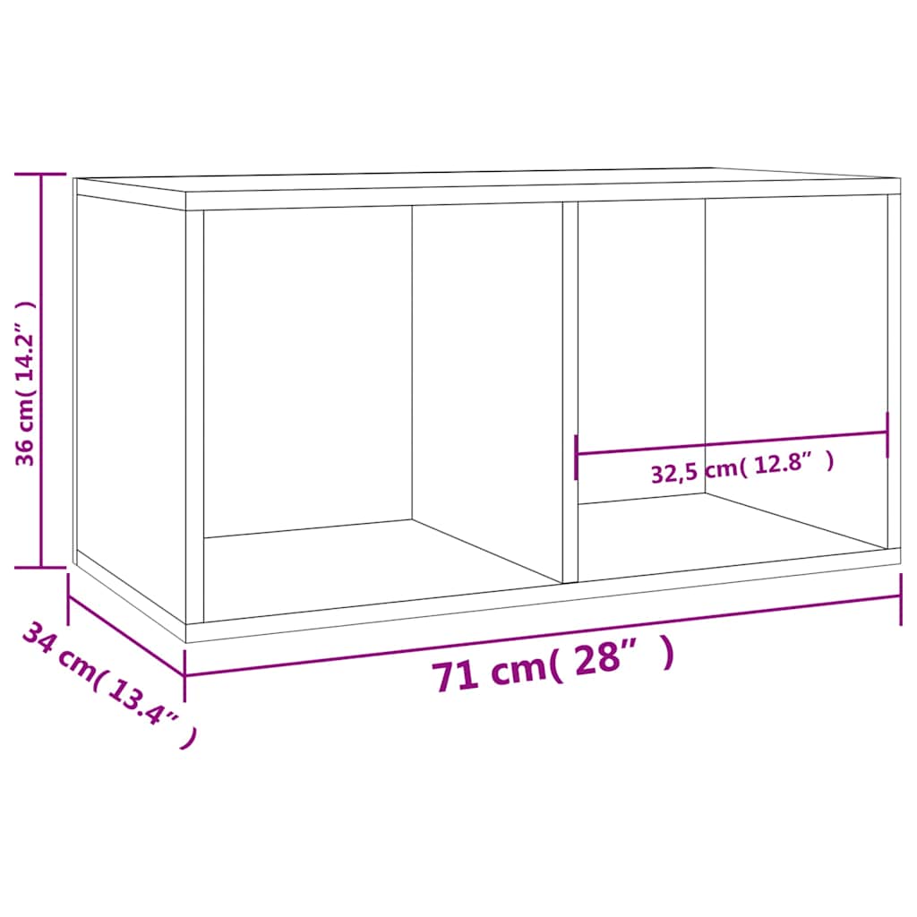 800120 vidaXL Vinyl Storage Box Sonoma Oak 71x34x36 cm Engineered Wood