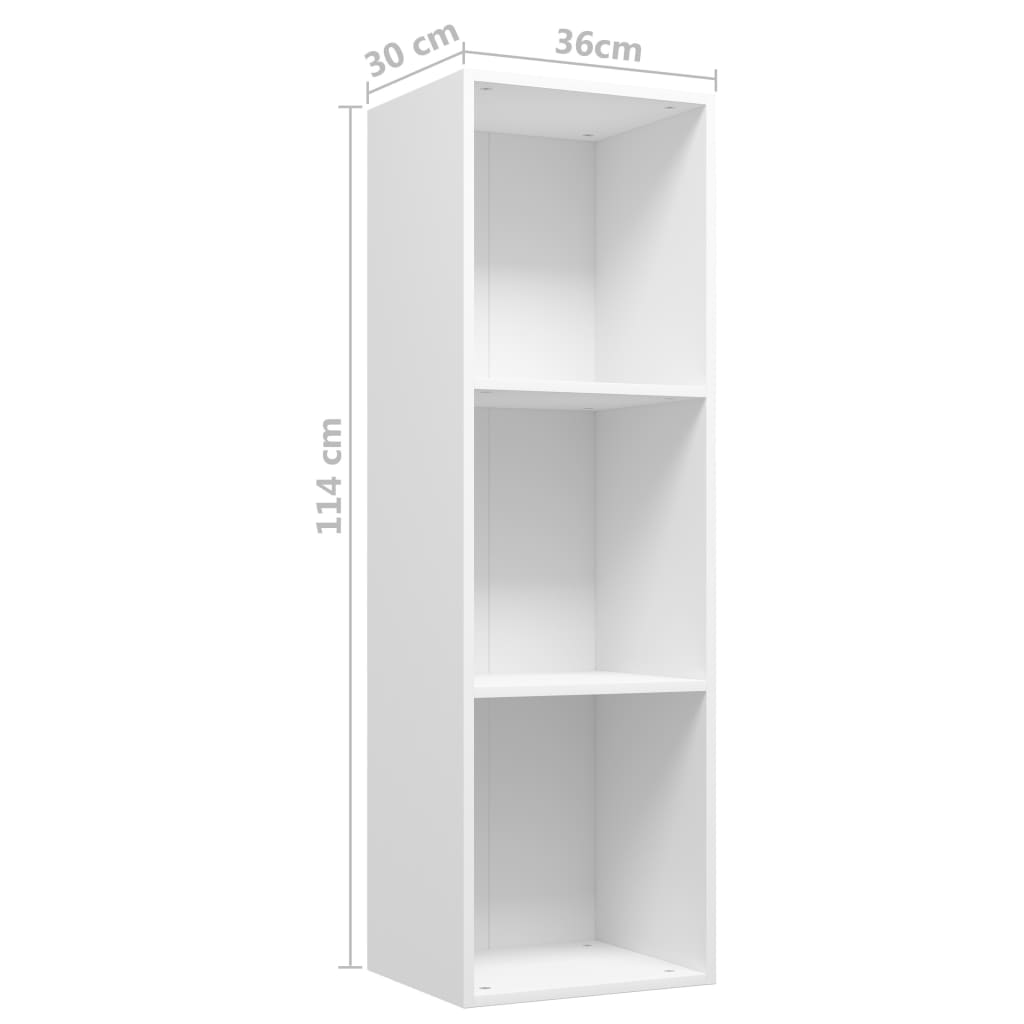 800135 vidaXL Book Cabinet/TV Cabinet White 36x30x114 cm Engineered Wood