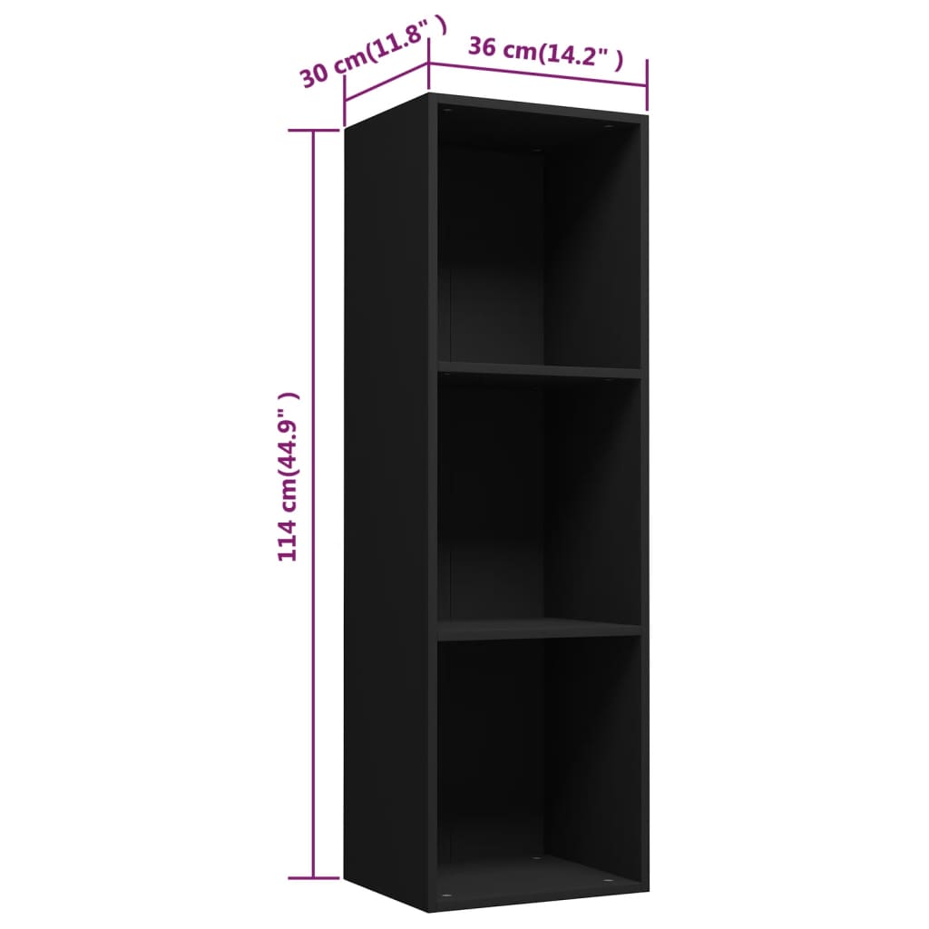 vidaXL Book Cabinet/TV Cabinet Black 36x30x114 cm Engineered Wood