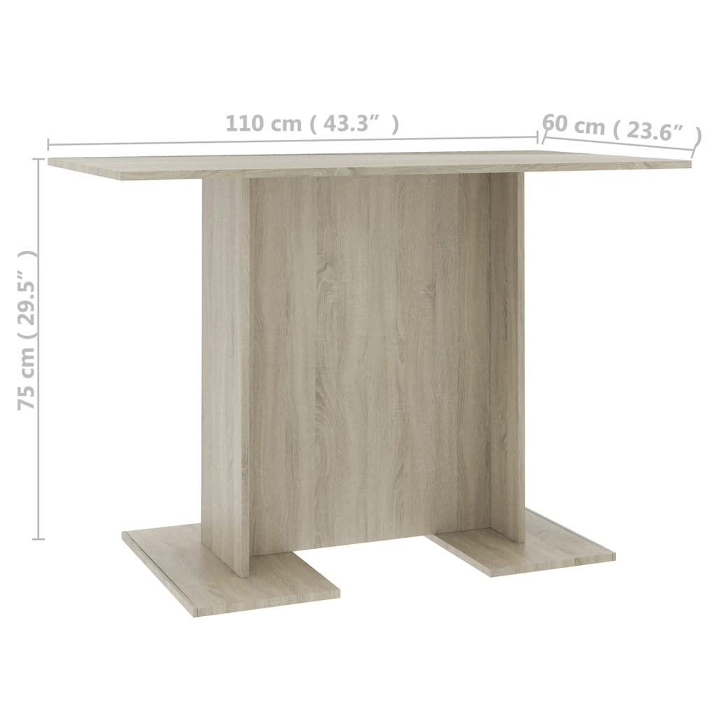 800246 vidaXL Dining Table Sonoma Oak 110x60x75 cm Engineered Wood