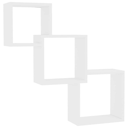 vidaXL Cube Wall Shelves White 68x15x68 cm Engineered Wood