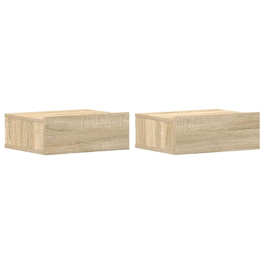 vidaXL Floating Nightstands 2 pcs Sonoma Oak 40x30x15 cm Engineered Wood