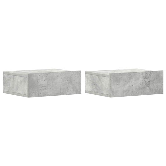 vidaXL Floating Nightstands 2 pcs Concrete Grey 40x30x15 cm Engineered Wood