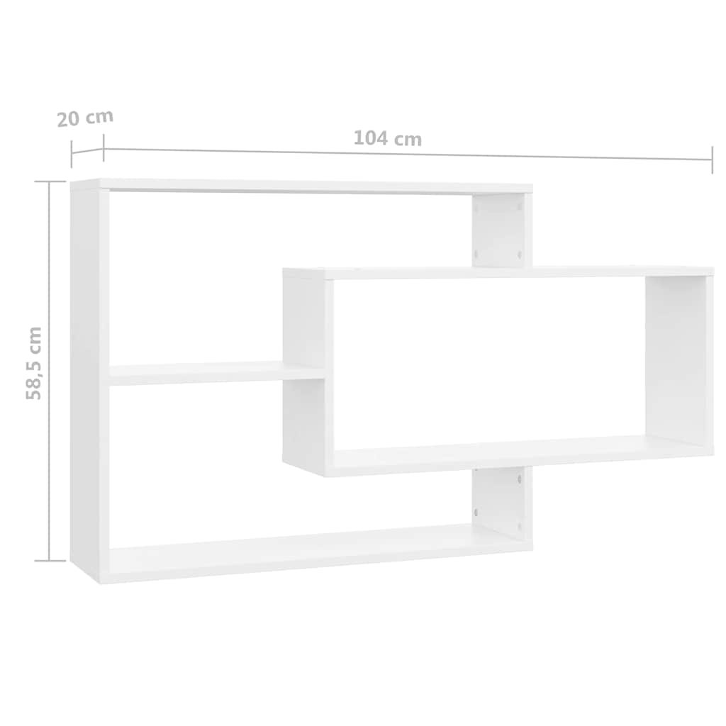 800324 vidaXL Wall Shelves White 104x20x58,5 cm Engineered Wood