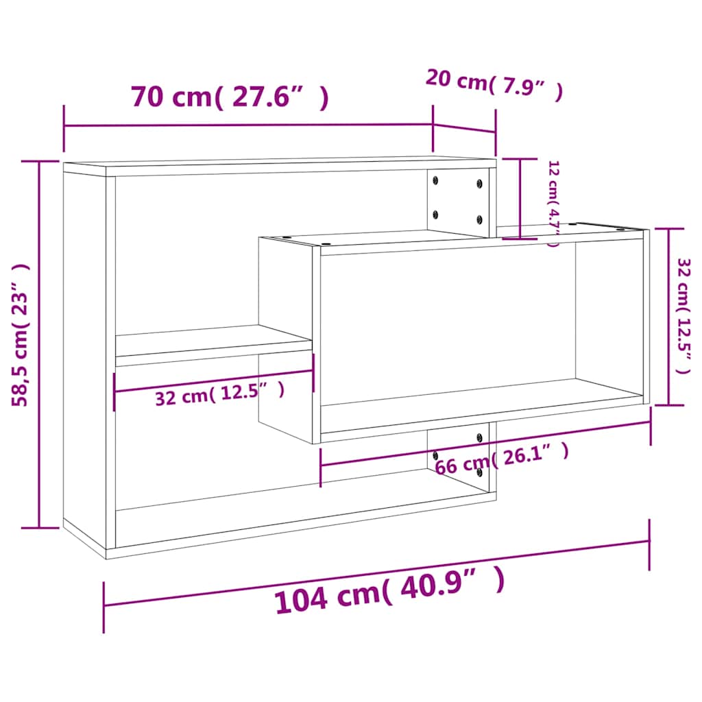 800328 vidaXL Wall Shelves Concrete Grey 104x20x58,5 cm Engineered Wood