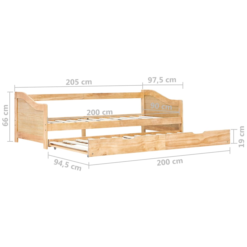 vidaXL Sofa Bed Frame | Natural Pine | Pine Wood Frame | 90 x 200 cm