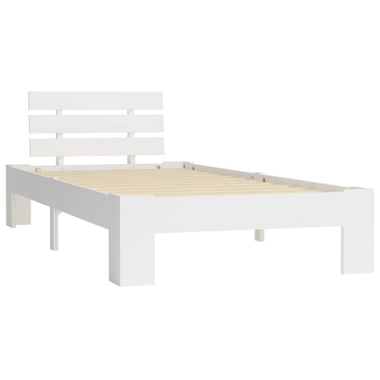 vidaXL Bed Frame without Mattress White Solid Pine Wood 90x200 cm