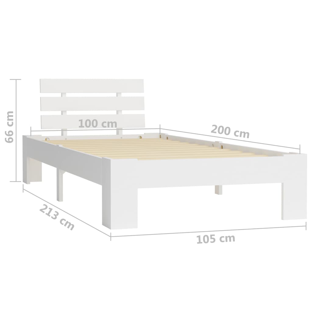 vidaXL Bed Frame | White | Solid pine wood, plywood | Single | Durable