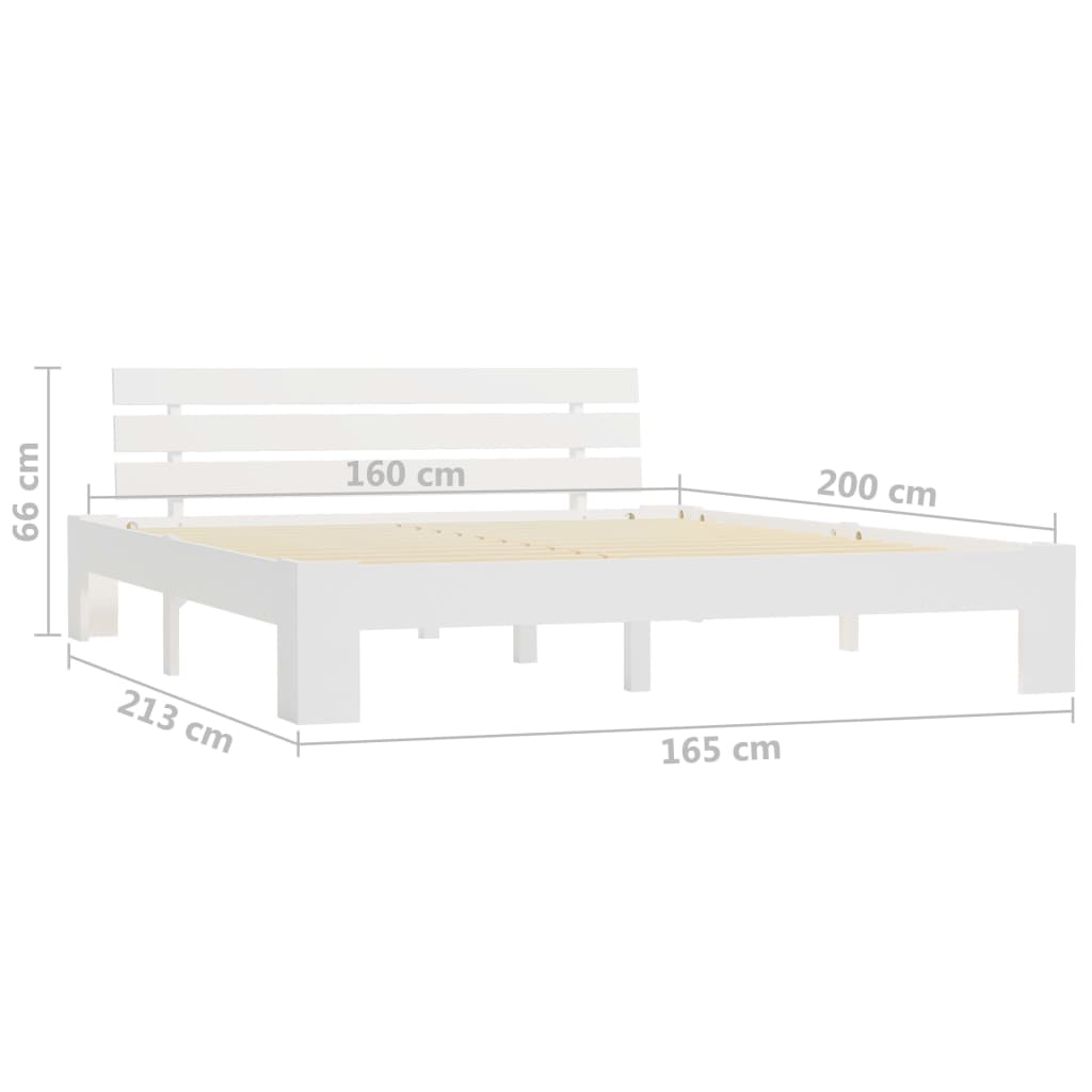 vidaXL Bed Frame | White | Solid pine wood and Plywood | Double | Durable