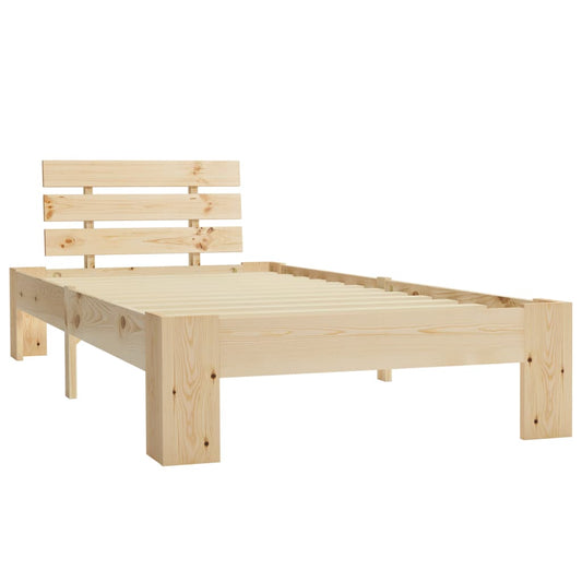 vidaXL Bed Frame | Natural | Solid Pine Wood, Plywood | Single | Durable