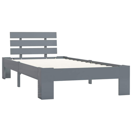 vidaXL Bed Frame without Mattress Grey Solid Pine Wood 90x200 cm