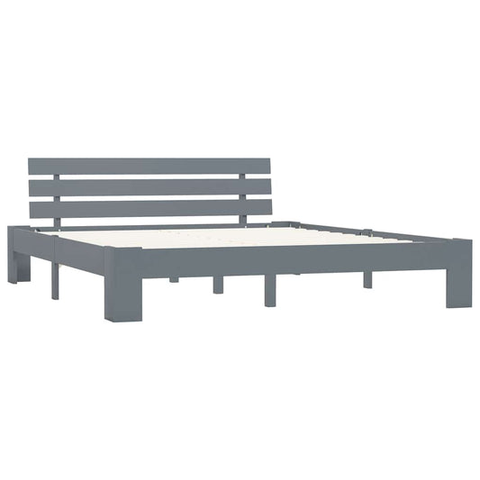 vidaXL Bed Frame without Mattress Grey Solid Pine Wood 180x200 cm Super King