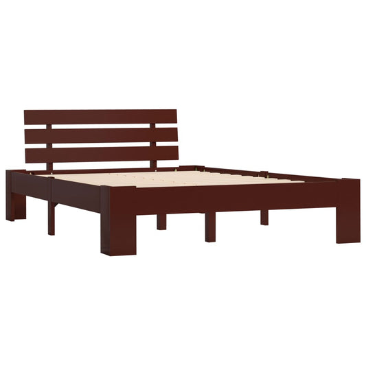 vidaXL Bed Frame | Dark Brown | Solid pine wood, plywood | Double | Durable