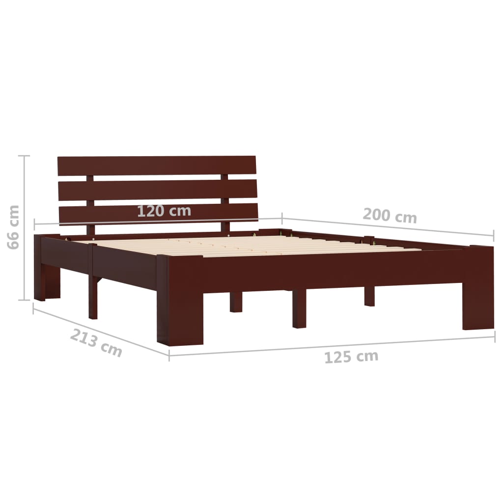 vidaXL Bed Frame | Dark Brown | Solid pine wood, plywood | Double | Durable