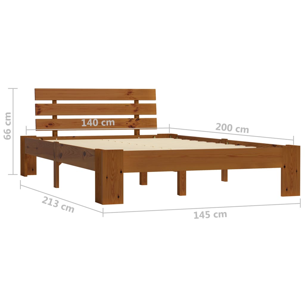 vidaXL Bed Frame | Honey brown | Solid pine wood and plywood | Double | Durable
