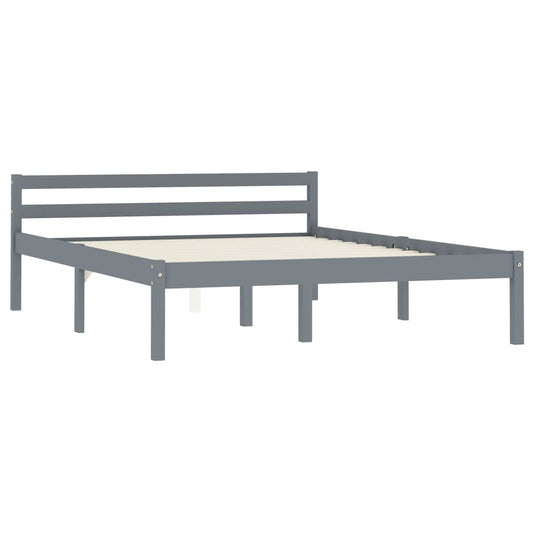 vidaXL Bed Frame | Grey | Solid pine wood | 140x200 cm | Durable | Bed Frame