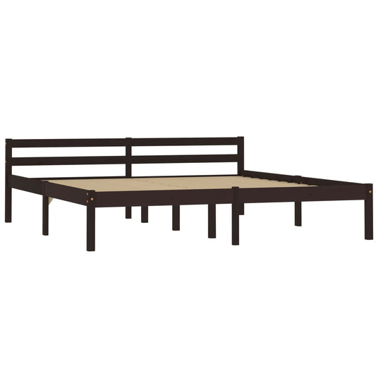 vidaXL Bed Frame | Dark brown | Solid pine wood | Double | Durable | Bed Frame