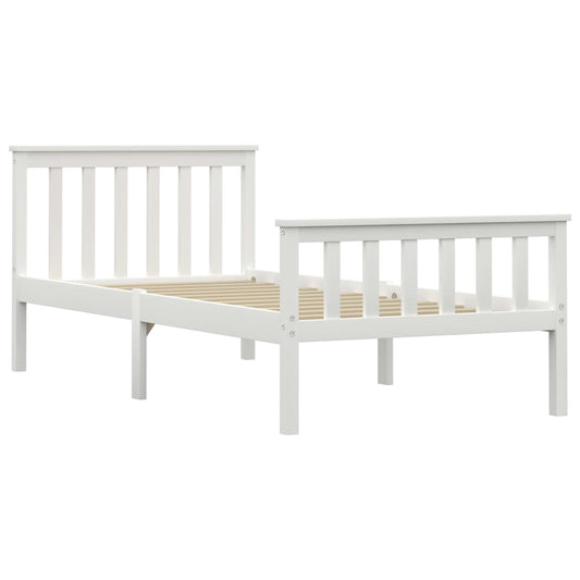 vidaXL Bed Frame without Mattress White Solid Pinewood 100x200 cm