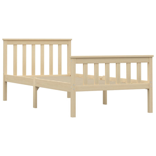vidaXL Bed Frame | Natural | Solid pinewood, plywood slats | 100x200 cm