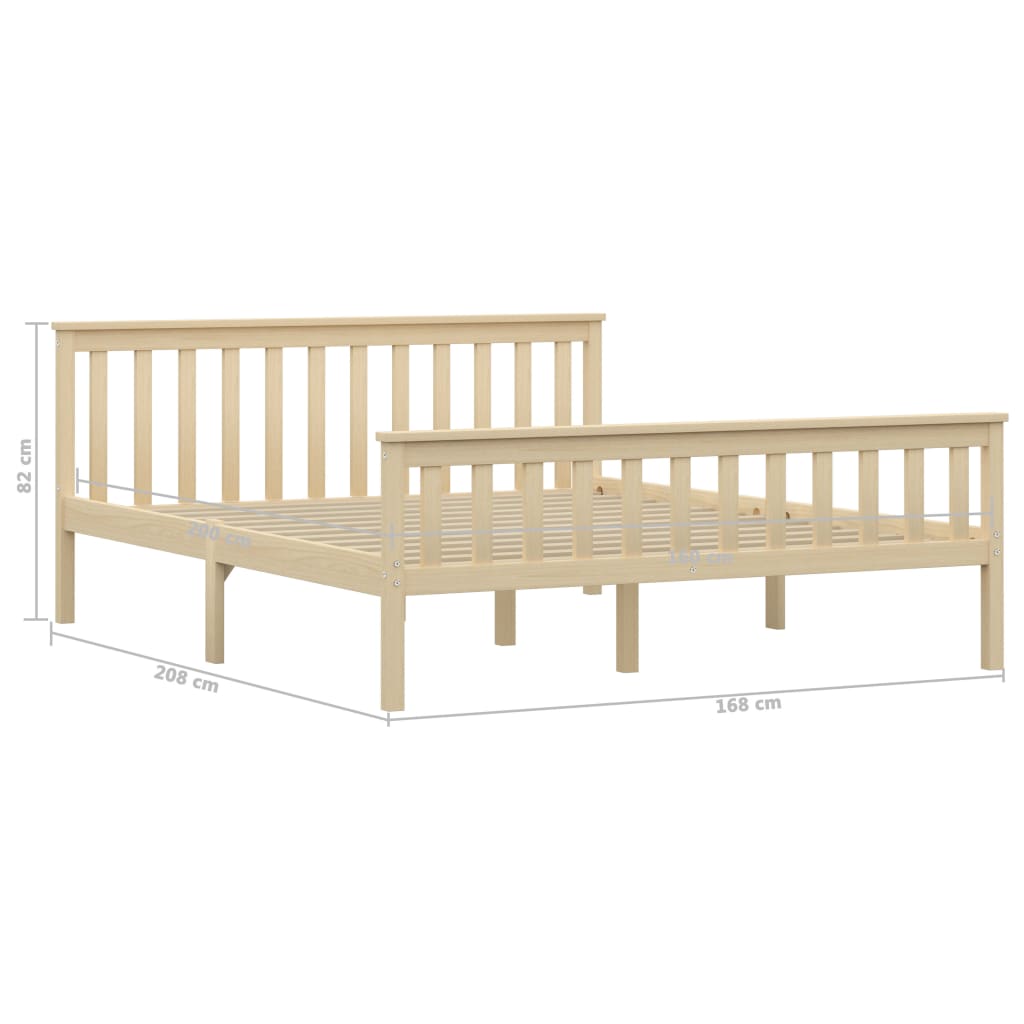 vidaXL Bed Frame | Natural Light Wood | Solid Pinewood, Plywood Slats