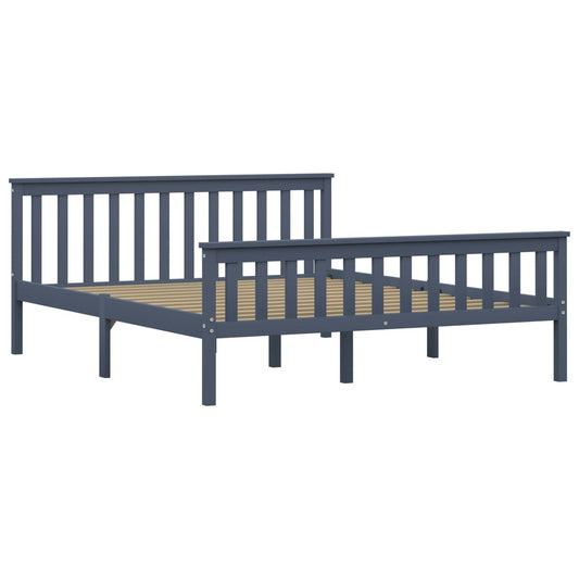 vidaXL Bed Frame without Mattress Grey Solid Pinewood 160x200 cm