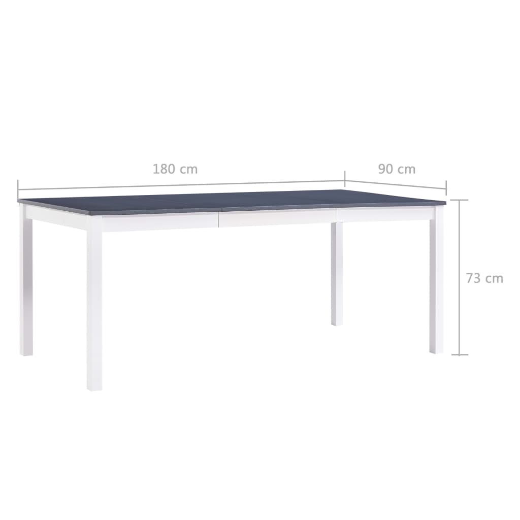 vidaXL Dining Table White and Grey 180x90x73 cm Pinewood