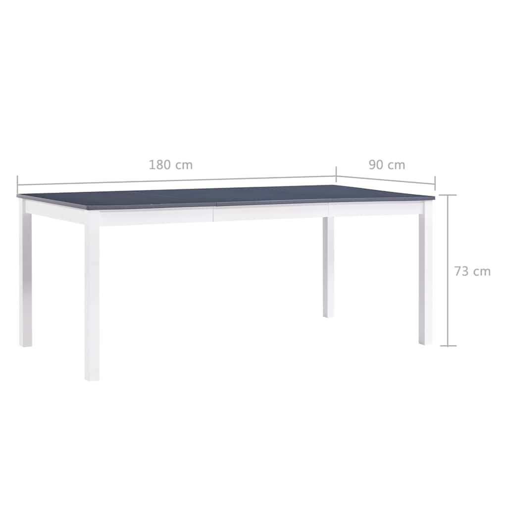 283406 vidaXL Dining Table White and Grey 180x90x73 cm Pinewood