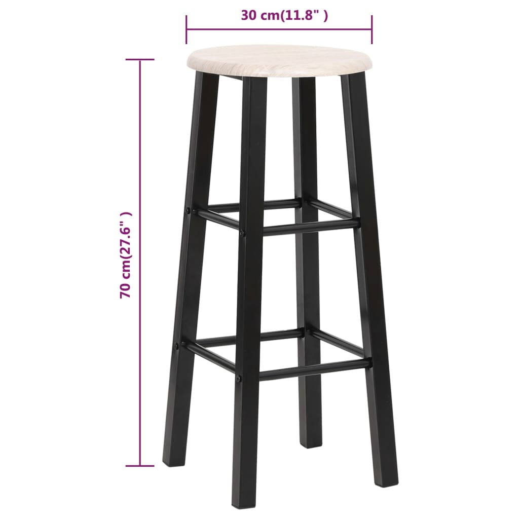 vidaXL Bar Stools 2 pcs Black MDF