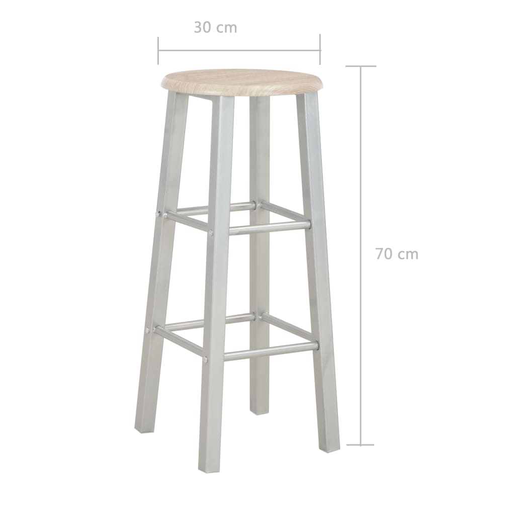 vidaXL 3 Piece Bar Set Wood and Steel