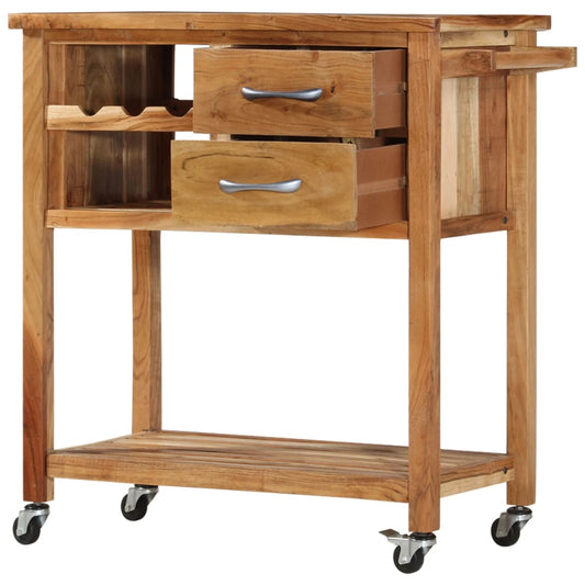 282754 vidaXL Kitchen Trolley 80x45x91 cm Solid Acacia Wood
