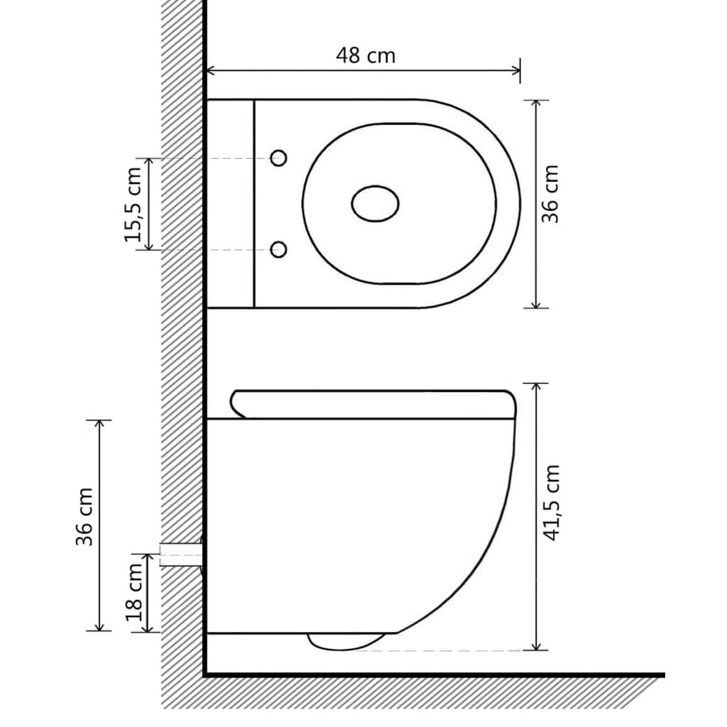 vidaXL Wall Hung Rimless Toilet Ceramic Black