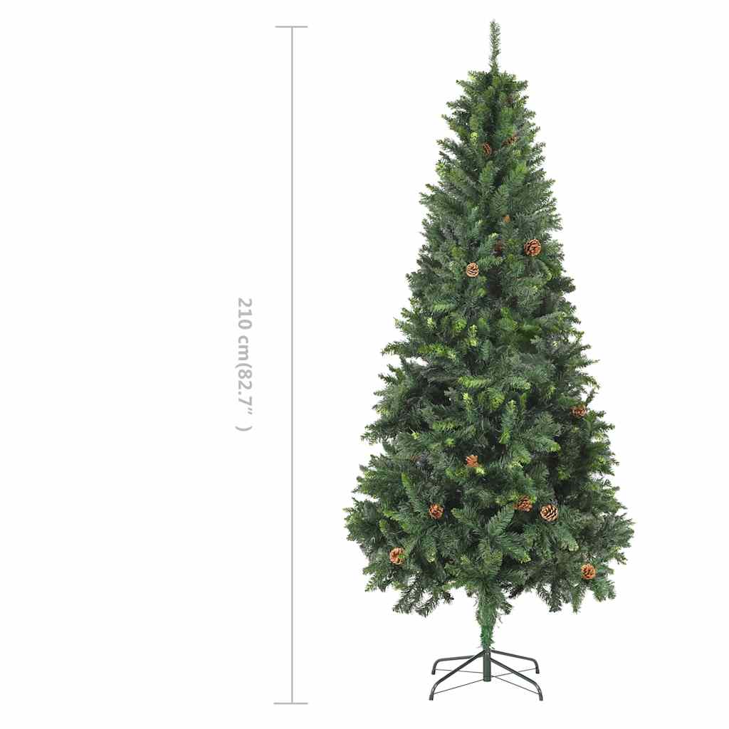 284316 vidaXL Artificial Christmas Tree with Pine Cones Green 210 cm