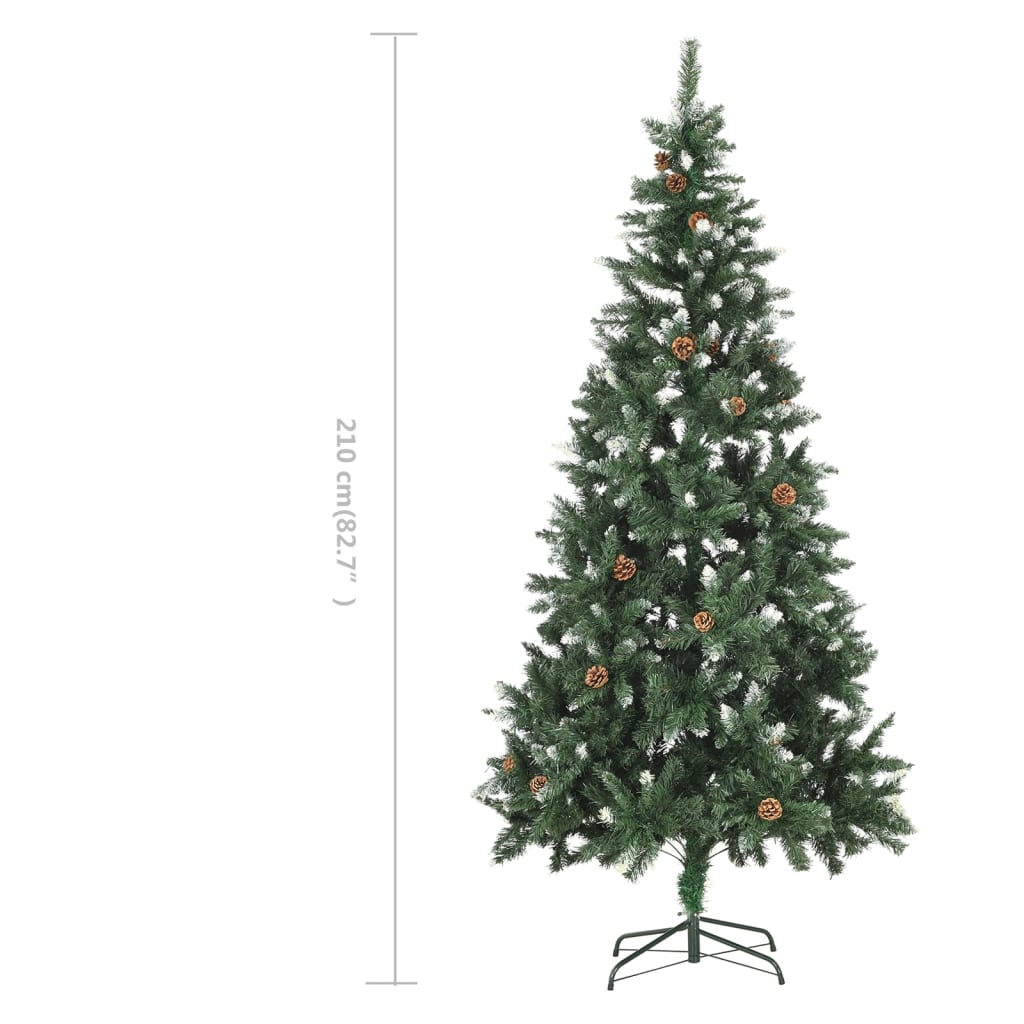 284319 vidaXL Artificial Christmas Tree with Pine Cones and White Glitter 210 cm