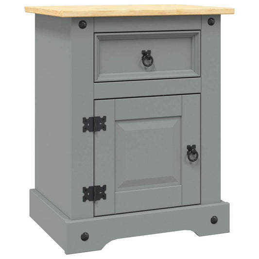 282617 vidaXL Bedside Cabinet Mexican Pine Corona Range Grey 53x39x67 cm