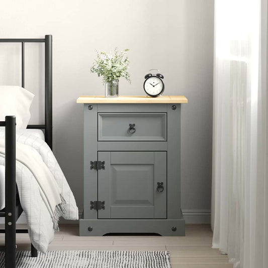 vidaXL Bedside Cabinet Mexican Pine Corona Range Grey 53x39x67 cm
