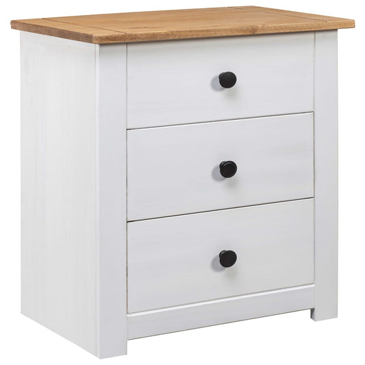 282654 vidaXL Bedside Cabinet White 46x40x57 cm Pinewood Panama Range