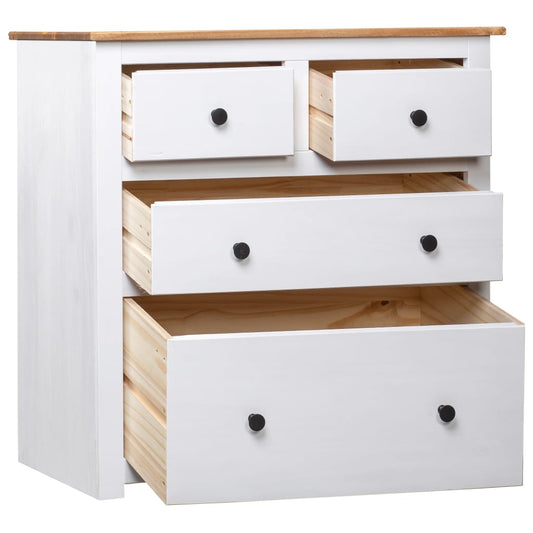 vidaXL Sideboard | White and natural wood | Solid pine wood | Medium | Storage