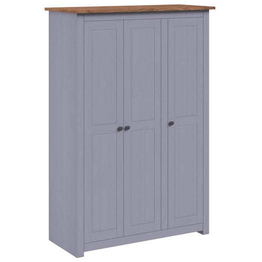 vidaXL Wardrobe | Grey | Solid Pine Wood | Large | Wardrobe | Rectangular