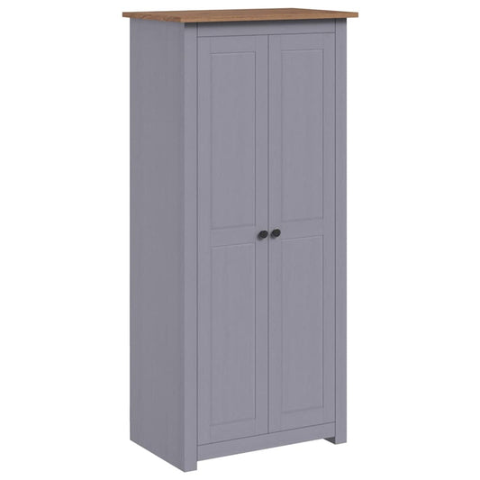 vidaXL Wardrobe | Grey | Solid pine wood | Compact | Wardrobe | Rectangular