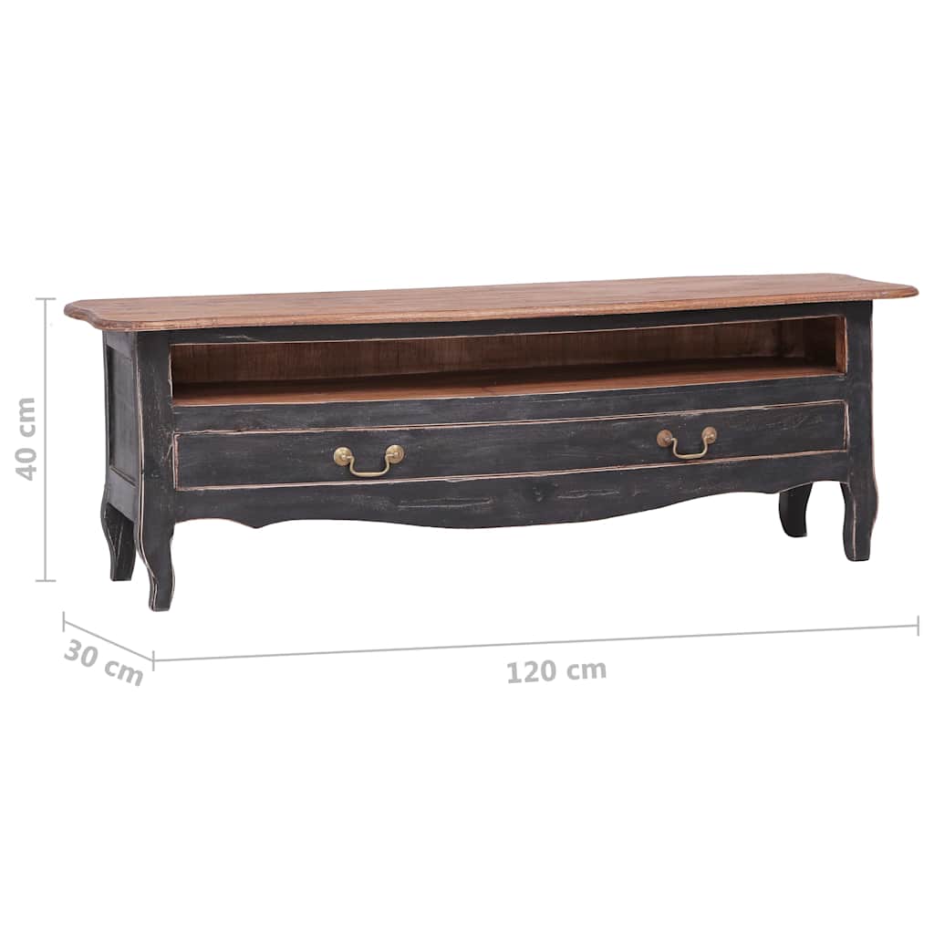 283901 vidaXL TV Cabinet 120x30x40 cm Black Solid Mahogany Wood