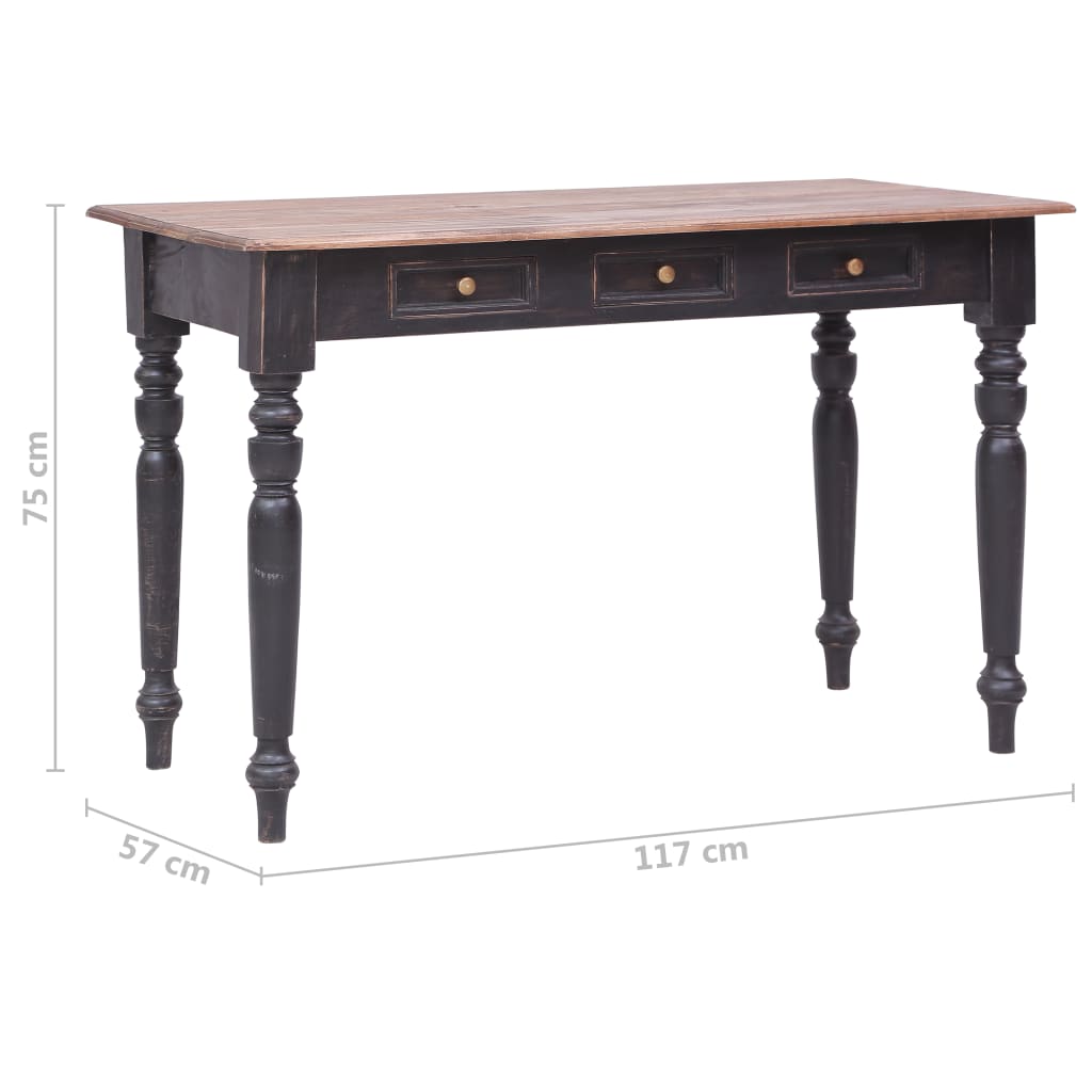 vidaXL Desk | Old brown | Solid mahogany wood | Medium | Desk | Rectangular