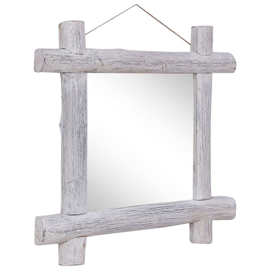 vidaXL Log Mirror White 70x70 cm Solid Reclaimed Wood