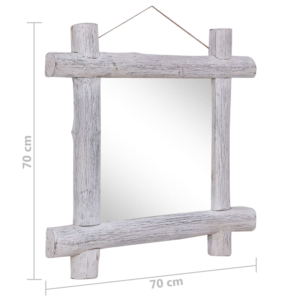 vidaXL Mirror | White | Reclaimed wood, Glass | 70x70 cm | Decorative Inlays
