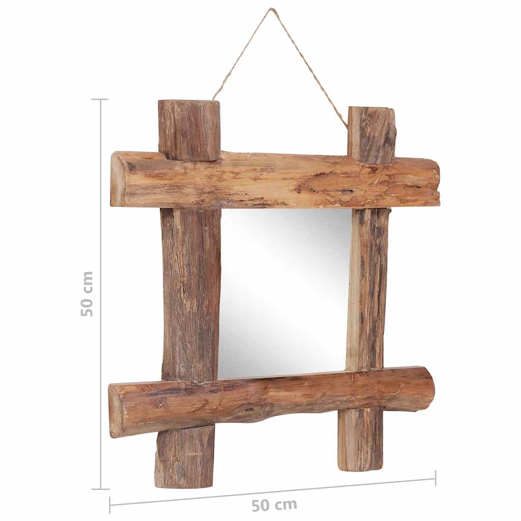 vidaXL Mirror | Natural | Recycled Teak Wood | 50x50 cm | Decorative Inlays