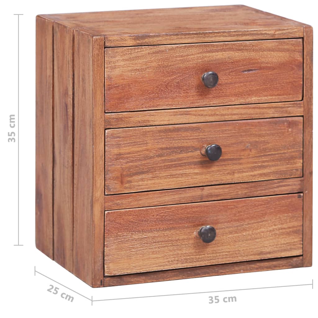 vidaXL Bedside Cabinet | Natural Mahogany | Mahogany Wood | 35x25x35 cm