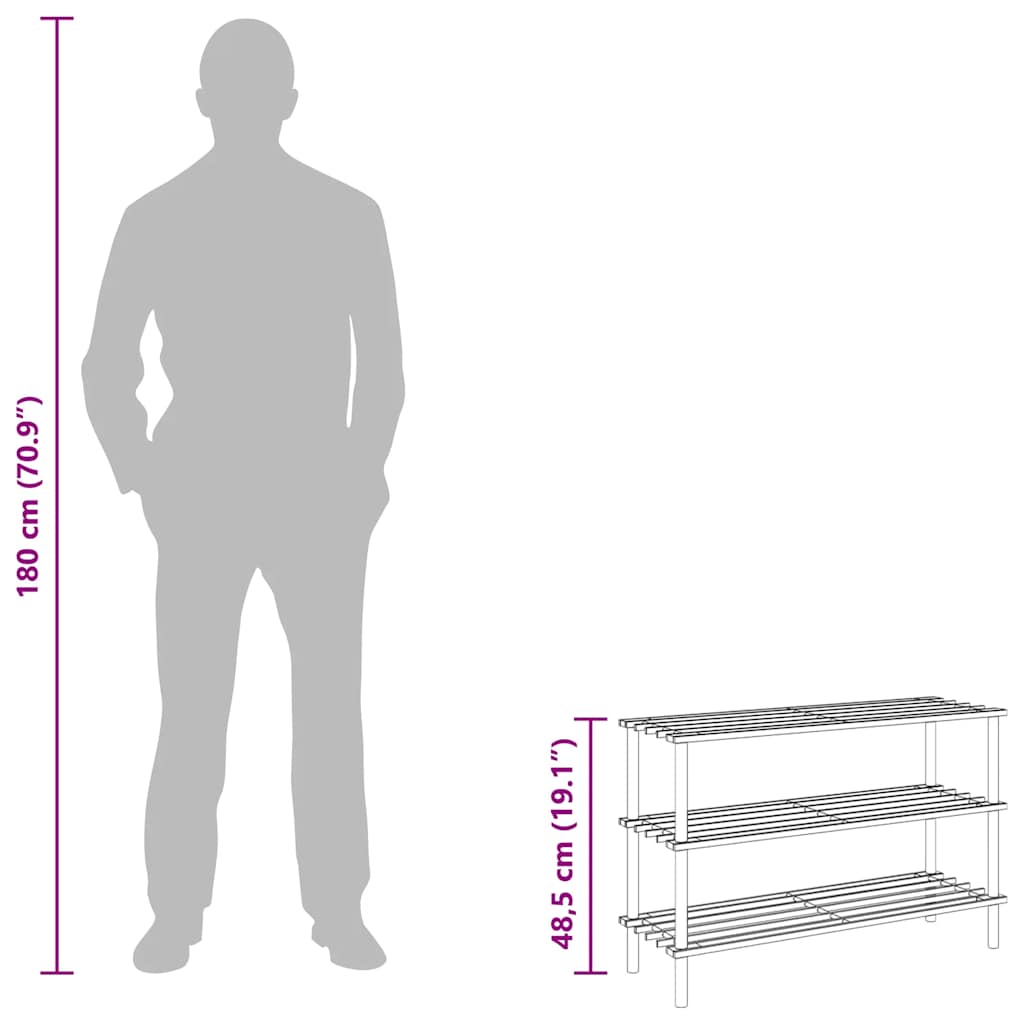 vidaXL 3-Tier Shoe Rack Solid Fir Wood