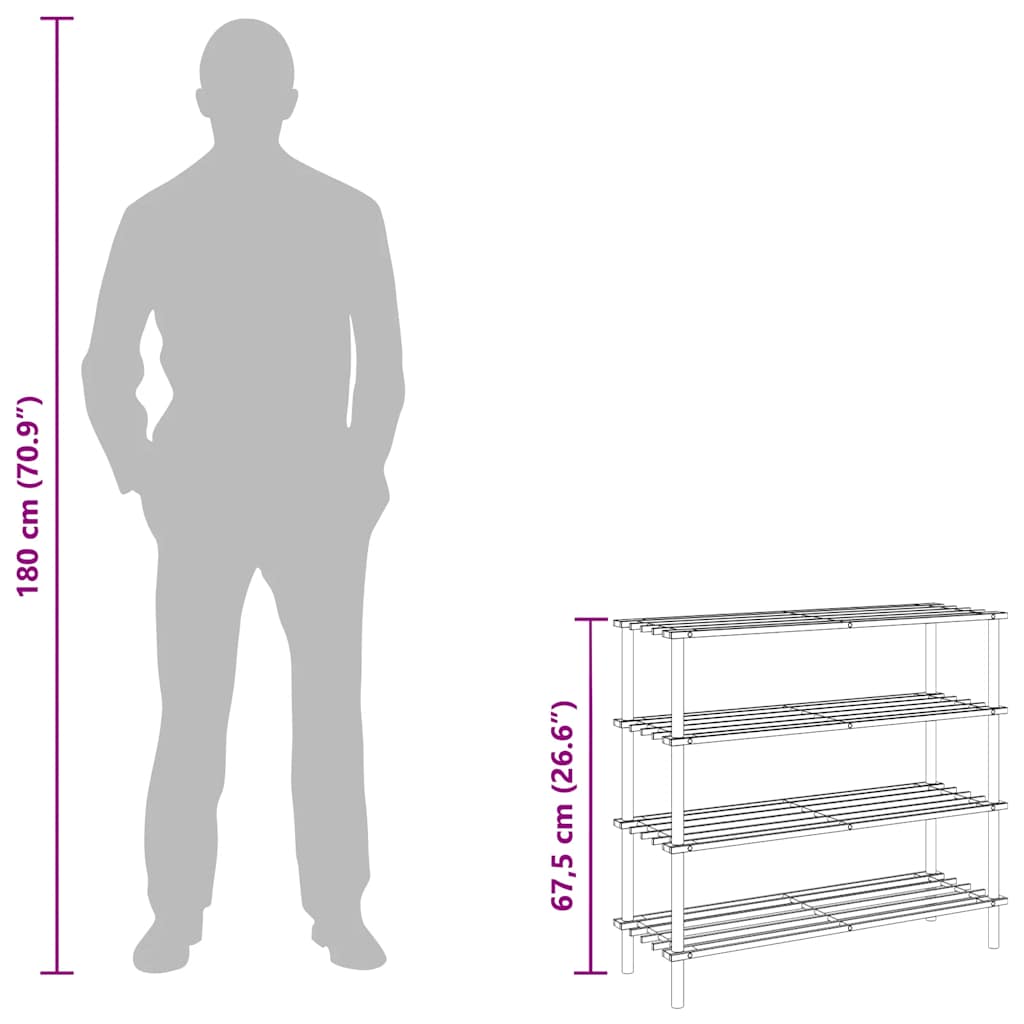 vidaXL 4-Tier Shoe Rack Solid Fir Wood