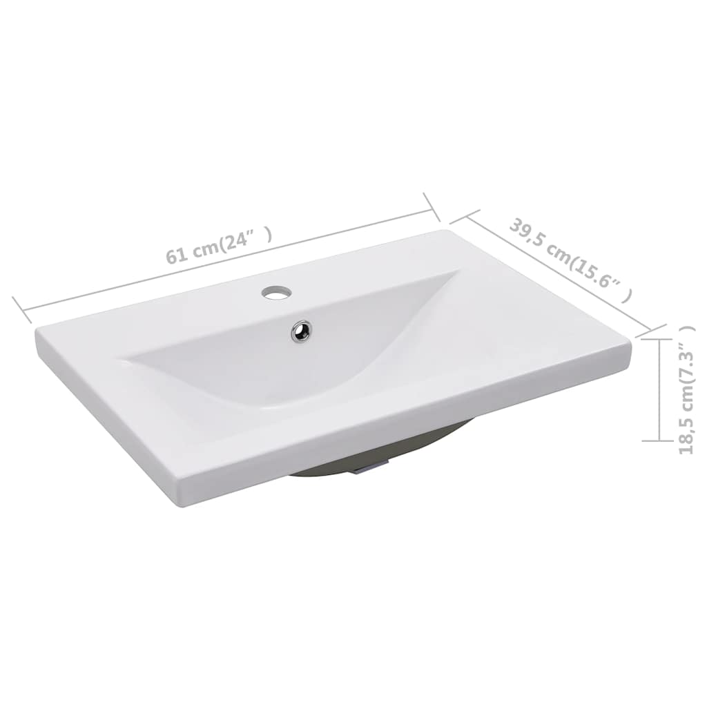 145061 vidaXL Built-in Basin 61x39,5x18,5 cm Ceramic White